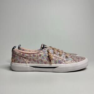 Sperry Youth Pier Wave Boat Shoe in Blush Leopard Sequin